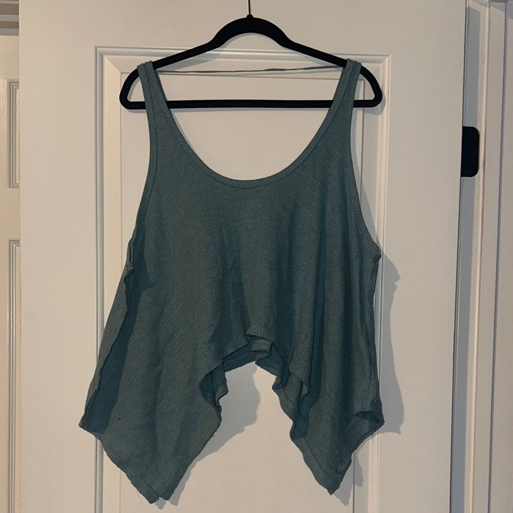 We The Free Teal Asymmetrical Tank Top